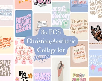 80 PCS Christian Aesthetic Posters, Bible Verse Collage (Digital Download)