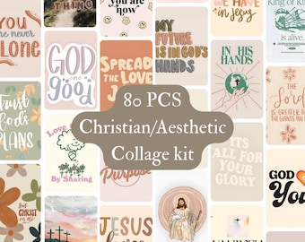 80 PCS Christian Aesthetic Collage Kit, Bible Verse Wall Art (Digital Download)