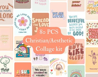 Christian Aesthetic Collage Kit, Bible Verse Posters (Digital Download)