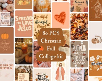 Christliches Herbst-Collage-Kit, 80 Teile Bibel-Vers-Kunst (Digitaler Download)