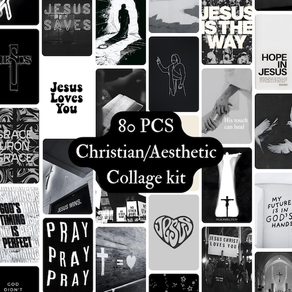 80 PCS Christian Aesthetic Collage Kit, Bible Verse Posters (Digital Download)
