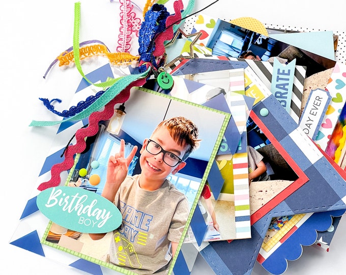 Birthday Mini Album Scrapbook Kit- physical product, detailed written and video instructions included