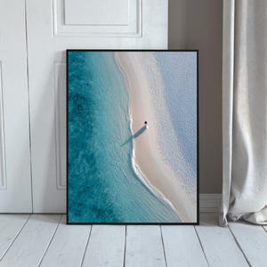 Aerial Beach Wall Art Print – Minimalist Coastal Photography | Ocean Shoreline Poster | Serene Luxury Decor | Framed or Unframed