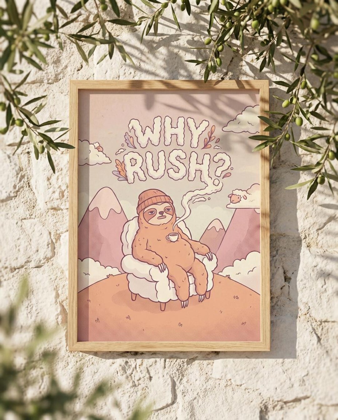 Why Rush Why Rush Sloth Art Print | Whimsical Nursery, Funny Animal Quote Decor ...