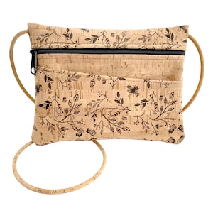 Sac bandoulière et sac banane convertible en liège, imprimé floral
