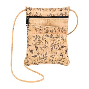 Mini bolso bandolera de corcho con estampado floral