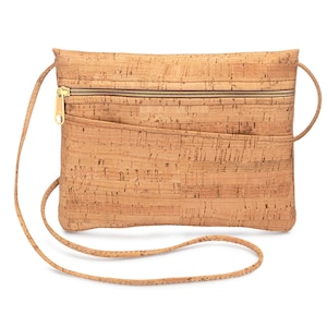 Cork Cross Body Bag, Cross Body Bag, Hip Bag, Fanny Pack, Travel Bag, Rustic Cork + Colored Zipper