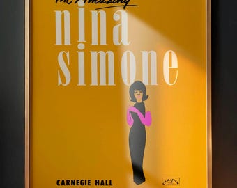 Rare Vintage Jazz Poster, Nina Simone 1963 Carnegie Hall New York City Concert, Jazz Music Memorabilia, DIGITAL PRINTABLE