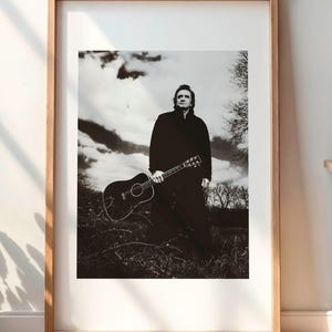 Johnny Cash Black and White Photo Print, DIGITAL Country Music Wall Art, Man in Black Photography Poster, Rustic Music Decor