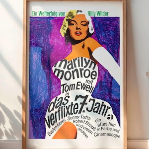 Vintage The Seven Year Itch Poster Print - DIGITAL Marilyn Monroe Wall Art, Classic Movie Poster, Retro Film Decor, 1950s Hollywood
