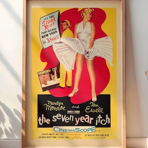 Vintage The Seven Year Itch Poster Print - DIGITAL Marilyn Monroe Wall Art, Classic Movie Poster, Retro Film Decor, 1950s Hollywood