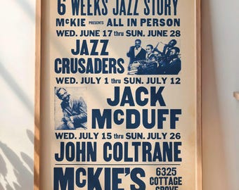 John Coltrane 1964 Chicago Jazz Concert Poster - DIGITAL - McKie's 10-Day Engagement Print - Very Rare