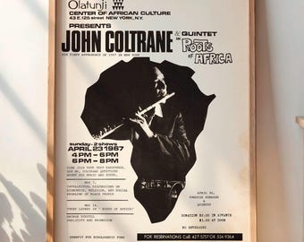 Rare John Coltrane Poster - 1967 Olatunji Concert, DIGITAL Vintage 60s Music Wall Art, Retro Saxophone Legend Decor, Classic Jazz Print