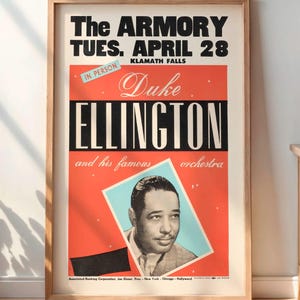 Duke Ellington 1953 Concert - Rare Vintage Jazz Poster, DIGITAL, Jazz Music Art, Memorabilia Print, Retro Artwork