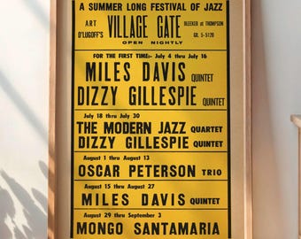 Póster del concierto de Miles Davis y Dizzy Gillespie de los años 60 - DIGITAL - Impresión del Village Gate Nightclub de Nueva York - Muy raro