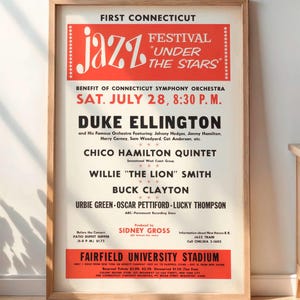 Duke Ellington 1956 Concert - Rare Vintage Jazz Poster, DIGITAL, Jazz Music Art, Memorabilia Print, Retro Artwork