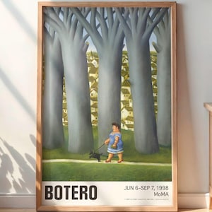 Vintage Fernando Botero Exhibition Poster - Museum Art Print, Retro Wall Decor, DIGITAL Art Poster, Gallery Exhibition, Woman with Dog 1997