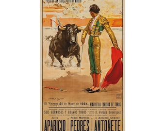 Pôster vintage de tourada - Arte de parede de viagem espanhola - Impressão retrô de Matador - Madri, Espanha