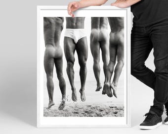 Fashion Art Photo Poster, DIGITAL Vintage Glamour, Classic Fine Art Print, Black White Photography, Luxury Artwork, Minimal Art, Male Body