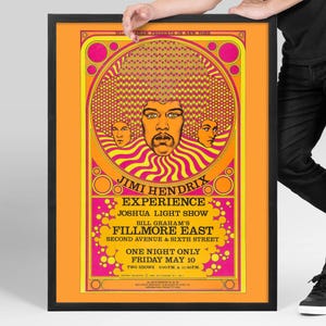 Jimi Hendrix Vintage Concert Poster, DIGITAL Psychedelic Rock Wall Art, Retro Rock Memorabilia Print, Music Wall Decor