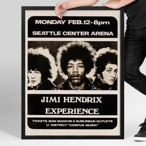 Jimi Hendrix Vintage Concert Poster, Seattle, DIGITAL Psychedelic Rock Wall Art, Retro Rock Memorabilia Print, Music Wall Decor