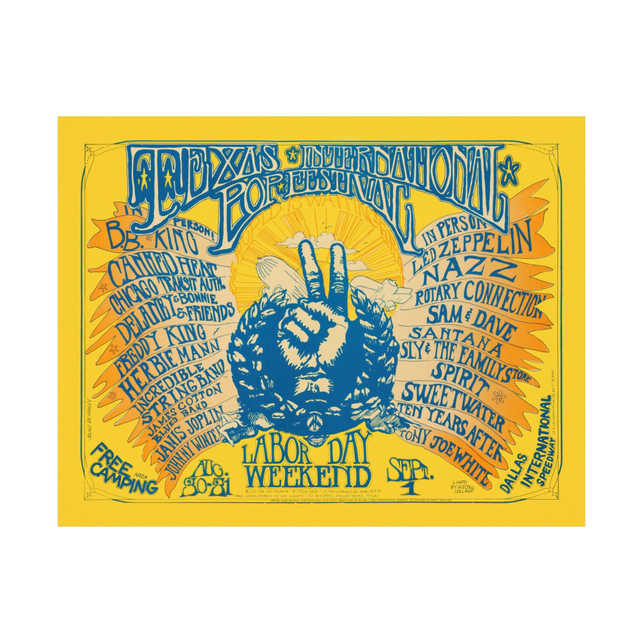 1969 Texas International Pop Festival Concert Poster - Led