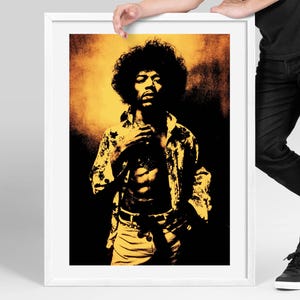 Jimi Hendrix Vintage Poster, DIGITAL Psychedelic Rock Wall Art, Retro Rock Memorabilia Print, Music Wall Decor