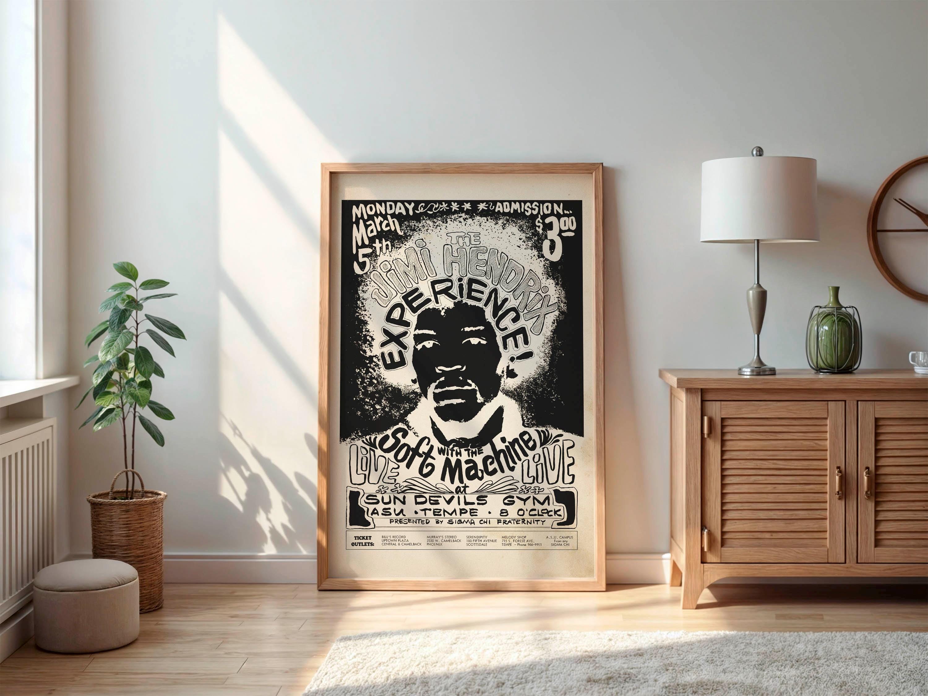 [希少]ジミ・ヘンドリックス　1968USツアー　額装付きポスター 希少]ジミ・ヘンドリックス 1968USツアー 額装付きポスター