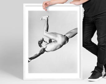 Fashion Art Photo Poster, DIGITAL Vintage Glamour, Classic Fine Art Print, Black White Photography, Luxury Artwork, Minimal Art, Male Body