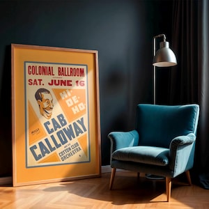 Vintage Jazz Poster, Cab Calloway & Cotton Club Orchestra 1934 Massachusetts Concert, Jazz Music Memorabilia, DIGITAL PRINTABLE