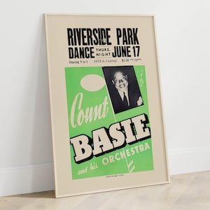 Vintage Jazz Poster, Count Basie & His Orchestra 1943 Los Angeles CA Concert, Jazz Music Memorabilia, DIGITAL PRINTABLE