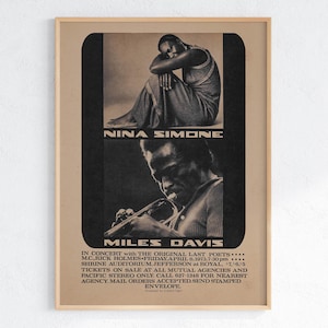 Seltenes Vintage Jazz Poster, Nina Simone & Miles David beim Konzert 1973, Jazzmusik-Erinnerungsstücke, DIGITAL DRUCKBAR