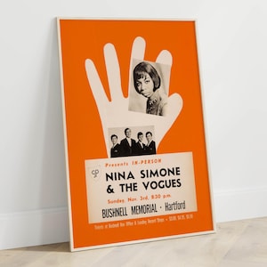 Seltenes Vintage Jazz Poster, Nina Simone, The Vogues 1968 Hartford CT Konzert, Jazzmusik Erinnerungsstücke, DIGITAL DRUCKBAR