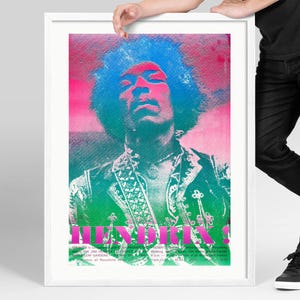 Jimi Hendrix Vintage Concert Poster, DIGITAL Psychedelic Rock Wall Art, Retro Rock Memorabilia Print, Music Wall Decor