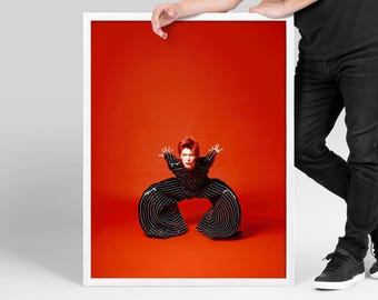 David Bowie Vintage Poster, DIGITAL Photo Print, Ziggy Stardust Red, Retro Music Wall Art, Pop Culture, Music Memorabilia