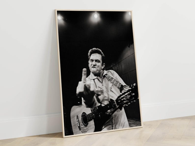Johnny Cash Middle Finger Poster - Iconic San Quentin Photo, DIGITAL ...
