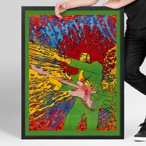 Jimi Hendrix Vintage Poster by Martin Sharp, DIGITAL Psychedelic Rock Wall Art, Retro Rock Memorabilia Print, Music Wall Decor