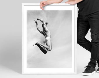 Fashion Art Photo Poster, DIGITAL Vintage Glamour, Classic Fine Art Print, Black White Photography, Luxury Artwork, Minimal Art, Male Body