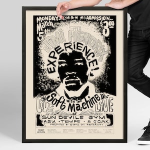 Jimi Hendrix Vintage Concert Poster, DIGITAL Psychedelic Rock Wall Art, Retro Rock Memorabilia Print, Music Wall Decor