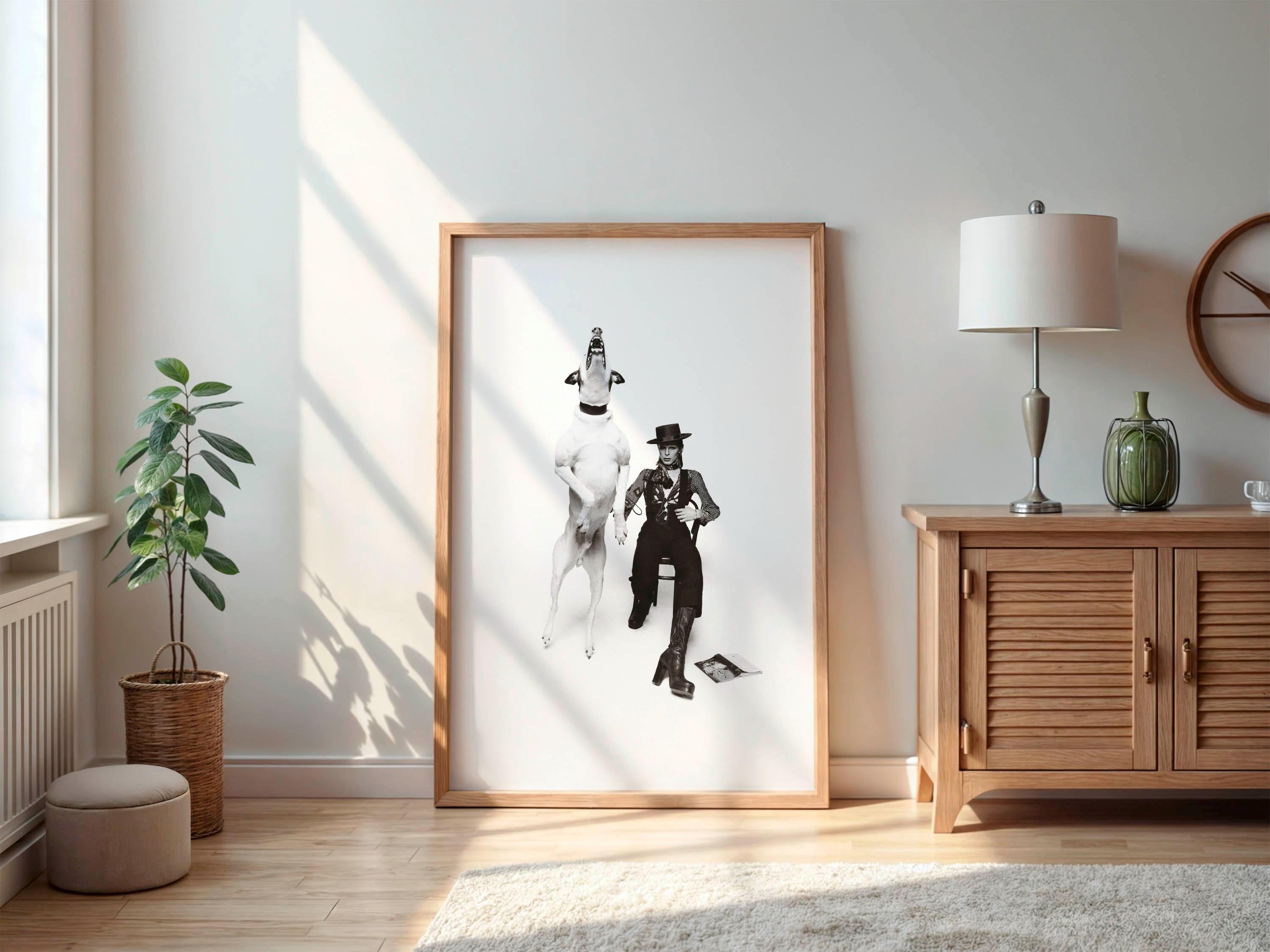 David Bowie ヘッドフォンスタンド David Bowie Jumping Dog Photo Print - 1974 Diamond Dogs Album