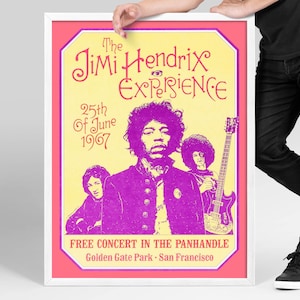 Jimi Hendrix Vintage Concert Poster, San Francisco, DIGITAL Psychedelic Rock Wall Art, Retro Rock Memorabilia Print, Music Wall Decor