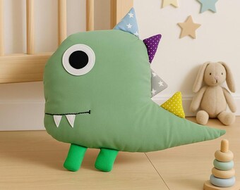 Dinosaur pillow, baby dino kids room pillow, dinosaur theme decor, stuffed dinosaur toy, dino stuffie, baby boy gift, nursery dinosaur,