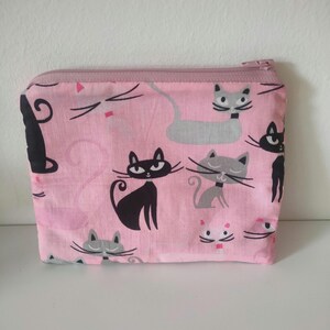 Katzen Etui, Federmäppchen Katze, Kosmetiktäschchen Katze, Kosmetiktäschchen Katze, Katzentäschchen, Pinkes Kreditkartenetui, Geschenk Katzenmutter, Katzenliebhaber