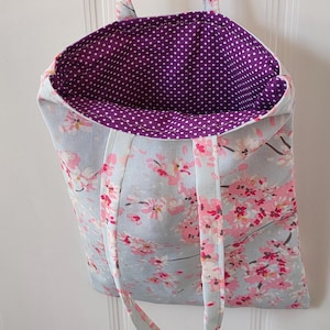 Japanese cherry flowers tote bag, canvas bag flowers, flowered shopper, gift for the flower child, floral themed shoulder bag, canvas totes
