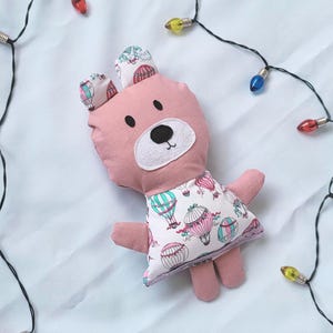 Pink bear ragdoll, Handmade decorative plush bear, kawaii bear, animal rag doll kids, decorative gift for toddler, collectible bear stuffy
