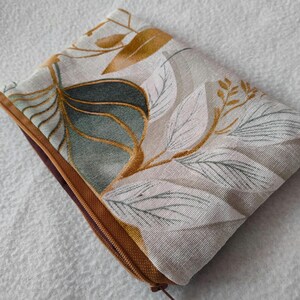 Monedero de hojas para mujer, neceser plano, accesorio de viaje con hojas, neceser plano para mujer, organizador de maquillaje de lona resistente