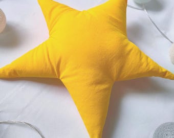 Star pillows, Star shaped cushion, sky themed room decor, yellow stars, Sky themed gift, gift for the toddler, children&#39;s pillow, kids throw