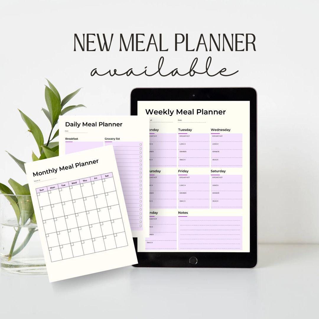Digital Meal Planner - Monthly, Weekly, Daily Templates, Meal Tracking ...