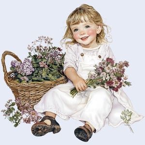 Niña pequeña png, flores png, clipart de primavera, estampado de flores de nacimiento, regalo para niñas, princesita png, niña mamá png, princesa de cumpleaños