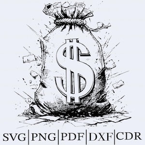 Money SVG Currency PNG Money Vectors SVG for Shirts Cash svg Instant Download Money Bag svg File for Cricut Money Clipart Coin svg